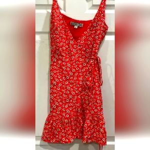 Audrey 3+1 Orange Floral dress wraparound dress Size Medium